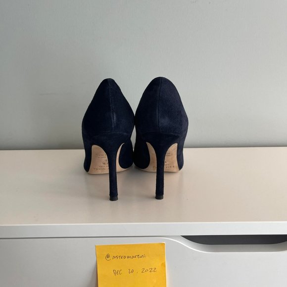 Kate Spade Philie Navy Suede Pumps with Black Crystal - Picture 3 of 11